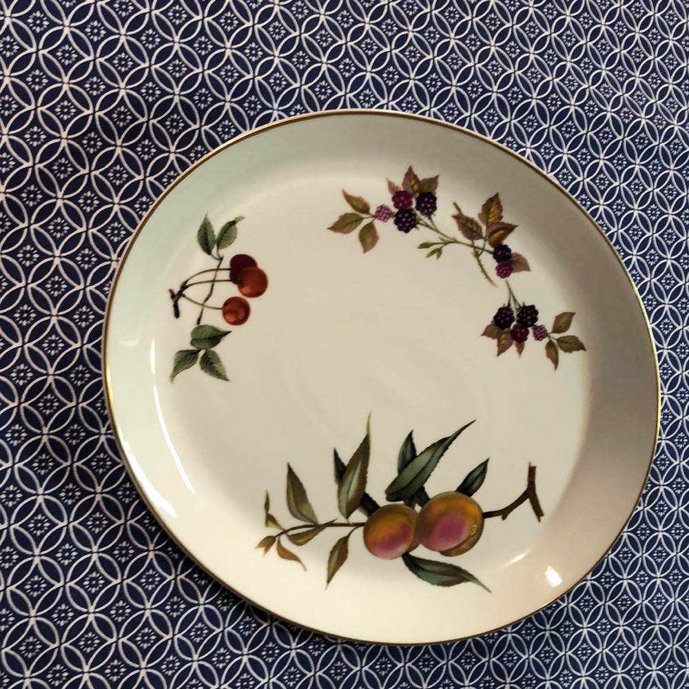Royal Worcester Evesham Gold oval china platter with fruit design